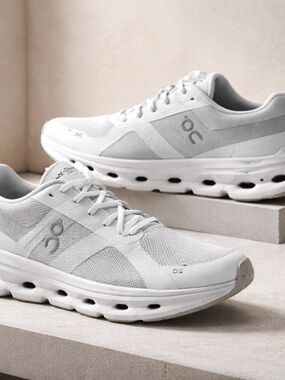 On Running Women's White and Light Gray Cloudstyle Athletic Sneakers